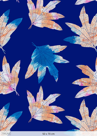 Koralli-kangaspala, sinivalkoinen, luomupuuvillatrikoo, GOTS, 150 cm