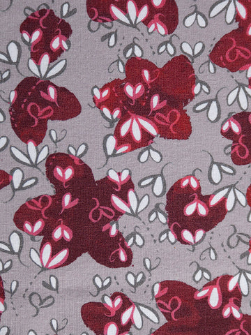 Tulppaanit-kangaspala, vadelmanpunainen, puuvillatrikoo, Öko-tex, 100 cm