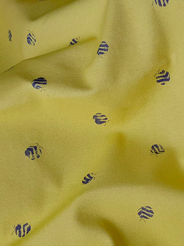Hunajakenno-kangas, harmaa ja keltainen, puuvilla-interlock-neulos