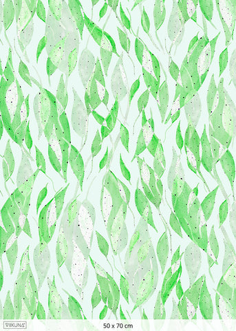 Viidakossa-kangas, vihreä, puuvillatrikoo, Öko-tex