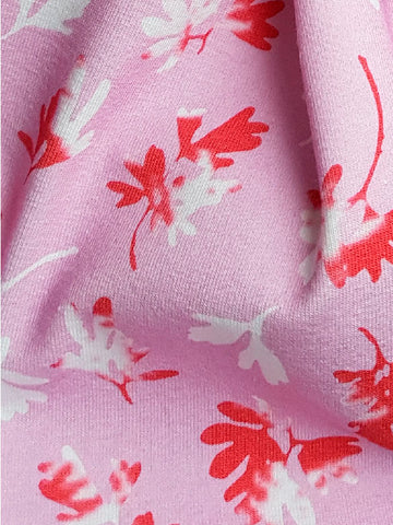 Tulppaanit-kangaspala, vadelmanpunainen, puuvillatrikoo, Öko-tex, 100 cm