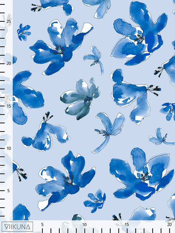 Verhokangaspala Mustarastas, sinivalkoinen, puuvillasatiini, 240 cm