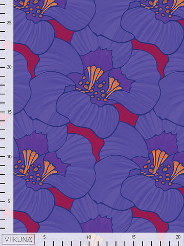 Blossom-kangas, violetti, puuvilla-interlock-neulos