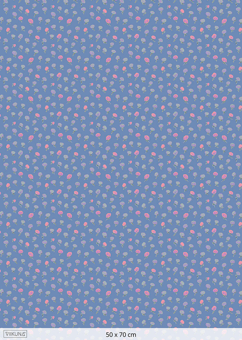 pikku-ruusut-kangas-sininen-puuvillasatiini-kangaskauppa-viikuna-50-x-70-cm