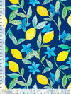 Blossom-kangas, sinipohjainen, puuvillatrikoo, Öko-tex