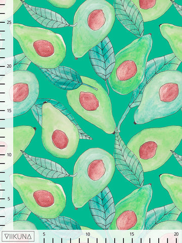 Varpu-puuvillakangaspala, turkoosi ja vihreä, Öko-tex, 225 cm
