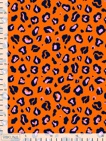 Leopardi-kangas, oranssi, viskoosi