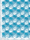 Koralli-kangaspala, sinivalkoinen, luomupuuvillatrikoo, GOTS, 150 cm