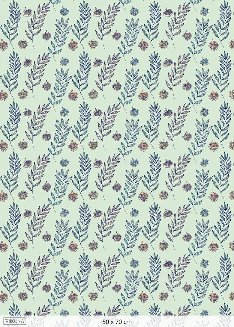 viikunahedelmat-kangas-vaaleanvihreä-puuvillatrikoo-viikuna-50x70-cm